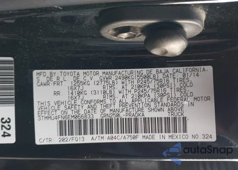 2014 Toyota Tacoma Base V6 из США, поврежденный, VIN 3TMMU4FN6EM066833